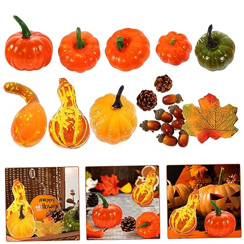 HONITANO Künstliche Deko Kürbisse Teiliges Herbst mit Ahornblättern Eicheln Kiefernzapfen für Halloween Erntedankfest Tischdekoration Fotorequisiten HONITANO Künstliche Deko Kürbisse Teiliges Herbst mit Ahornblättern Eicheln Kiefernzapfen für Halloween Erntedankfest Tischdekoration Fotorequisiten von HONITANO
