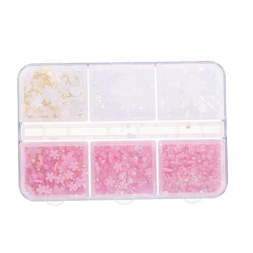 HONITANO Nageldekorationen Box mit Abnehmbaren Mischgroßen Fünfblättrigen Resin Blumen Nail Charms für Nailart DIY Nageldesign Zubehör von HONITANO
