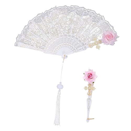 HONITANO Vintage Spitzenfächer Faltbarer Handfächer mit Blumenmotiv für Kostüme Partys und Hochzeiten Leicht Tragbar Gefertigt HONITANO Vintage Spitzenfächer Faltbarer Handfächer mit Blumenmotiv für Kostüme Partys und Hochzeiten Leicht Tragbar Gefertigt von HONITANO