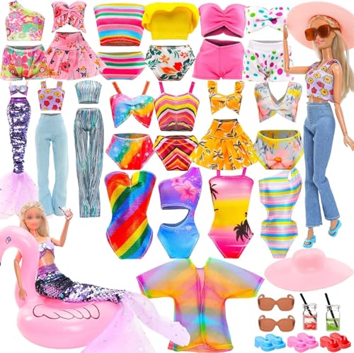 HONLAELLA 17 Stück 29,1 cm Mädchen Puppen Sommerkleidung und Zubehör, 1 Pailletten-Badeanzug, 5 Badebekleidung, 2 Outfits, 3 Hausschuhe, 6 Accessoires, Hut, Brille für Mädchen, Puppen HONLAELLA 17 Stück 29,1 cm Mädchen Puppen Sommerkleidung und Zubehör, 1 Pailletten-Badeanzug, 5 Badebekleidung, 2 Outfits, 3 Hausschuhe, 6 Accessoires, Hut, Brille für Mädchen, Puppen von HONLAELLA