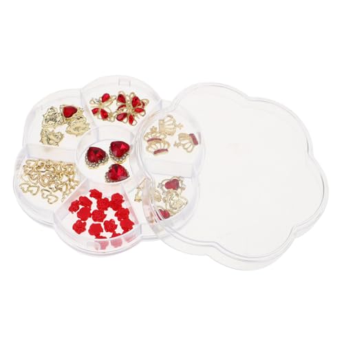 HONMEET 1 Box Nailart Zubehör Nailart Dekoration Strasssteine Krone Nagel Charms Nagelschmuck Für Damen Nagelschmuck Charms Zum Bohren Rot von HONMEET