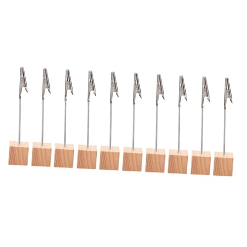 HONMEET 10 Stück Teiliges Business Cards Holder mit Holzständer Photo Display Clamps und Message Clips aus Holz und Kreative Memo Clips für Tischdekoration und Praktische Aufbewahrung von HONMEET