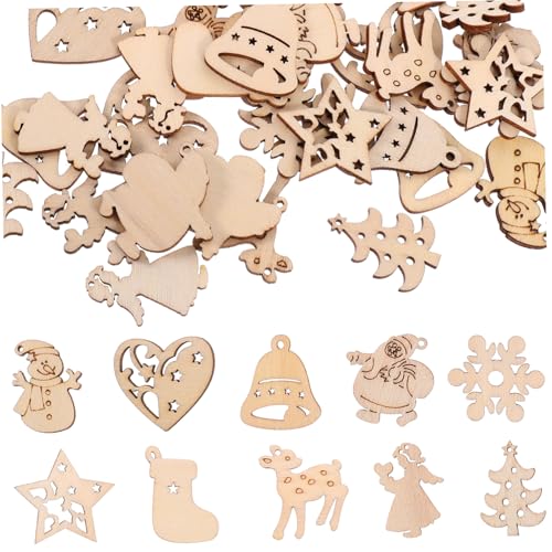 HONMEET Leichte Weihnachtsdekor 100 Stück Holzausschnitte Weihnachten Holzhandwerk Unvollendet HONMEET Leichte Weihnachtsdekor 100 Stück Holzausschnitte Weihnachten Holzhandwerk Unvollendet von HONMEET