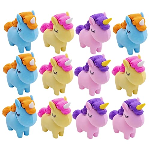 HONMEET 12 Stück Radiergummi Kinderpreise Fun Eraser für Schulradierer für Einhorn Schulmaterial schreibtisch haustiere für klassenzimmer Einhorn Gummis von HONMEET