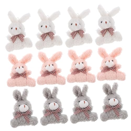 HONMEET 12Stücke Teiliges Plüsch Hasen Schlüsselanhänger Flauschige Bunny Anhänger mit Lanyard Taschen und Weihnachtsbaum Dekoration aus Weichem und Langlebigem Material von HONMEET