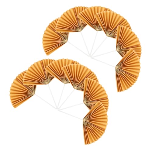 HONMEET 16 Stück Teiliges Cake Topper aus Papierfächern Goldene Tortendeko Kreative Cupcake Picks Faltbare Vintage Fächer Stabile Cake Inserts für Geburtstag Hochzeit Partydekoration von HONMEET