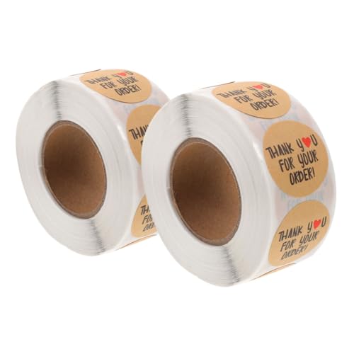 HONMEET 2 Rollen Runde Aufkleber Dankeschön Etiketten für Bäckerei und Handgemachtes Selbstklebende Kraftpapier Sticker Verpacken und Dekorieren von HONMEET