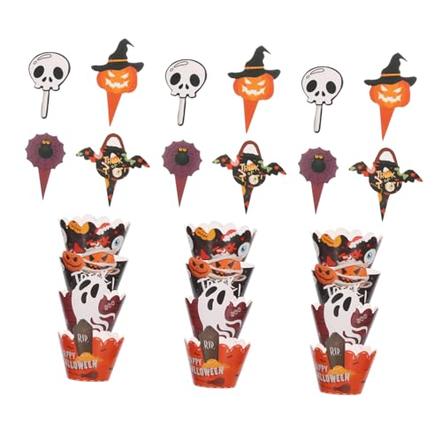 HONMEET 2 Sets Halloween-cupcake-förmchen Mit Topper-picks: Standard-förmchen, Papier, Backförmchen, Fledermaus-, Spinnen-, Kürbis-, muster Für Babyparty-dekorationen HONMEET 2 Sets Halloween-cupcake-förmchen Mit Topper-picks: Standard-förmchen, Papier, Backförmchen, Fledermaus-, Spinnen-, Kürbis-, muster Für Babyparty-dekorationen von HONMEET