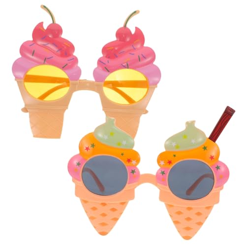 HONMEET 2 Stück Hawaii Luau Party Sonnenbrillen Eiscreme Design aus Kunststoff Wiederverwendbar Leichte Sommer Strandbrillen für Karneval Musikfestival Tanz und Foto-requisiten von HONMEET