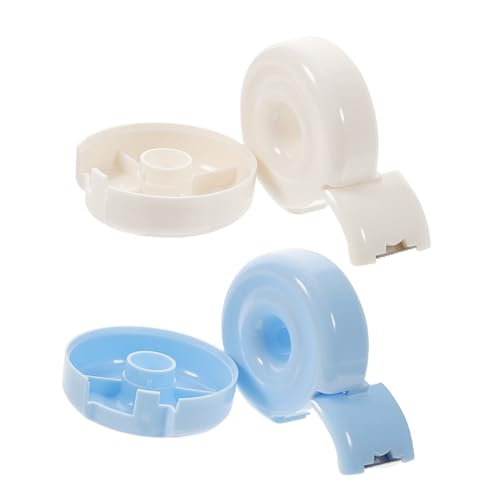 HONMEET 2 Stück Kleiner Tape Spender mit Cutter Leicht und Handlich Praktisches Büro Haushaltszubehör Schnelles Abreißen von Klebeband Modernes Design in Blau und Beige für Schule und von HONMEET