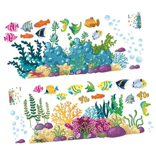 HONMEET 2 Stück Teiliges Unterwasserwelt Wandtattoo Langlebige Ablösbare Kinderzimmer Wanddekoration Kreative Meerestiere Motive Einfache Anwendung für Babyzimmer und Wohnräume von HONMEET