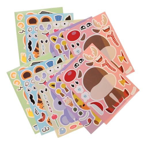 HONMEET 20 Blatt „Make A Face Sticker“ Kreative Tiergesichtsaufkleber Für Kinder Inklusive Tiger Löwe Giraffe Und Mehr Für Geburtstagspartys Und Bastelbedarf von HONMEET