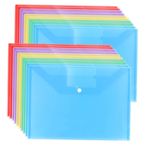 HONMEET 20 Stück Dokumententaschen mit Knopfverschluss Bunte Dateiordner für Büro Schule Zuhause Etikettentaschen zur Schnellen Identifikation von HONMEET