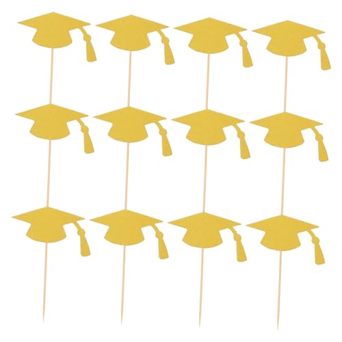 HONMEET 24 Stück Teiliges Graduation Cap Cupcake Topper in Gold Abschluss Tortendeko für Kuchen und Cupcakes Einfache Anwendung Vielseitige Deko für Abschlussfeier Schulabschluss und HONMEET 24 Stück Teiliges Graduation Cap Cupcake Topper in Gold Abschluss Tortendeko für Kuchen und Cupcakes Einfache Anwendung Vielseitige Deko für Abschlussfeier Schulabschluss und von HONMEET