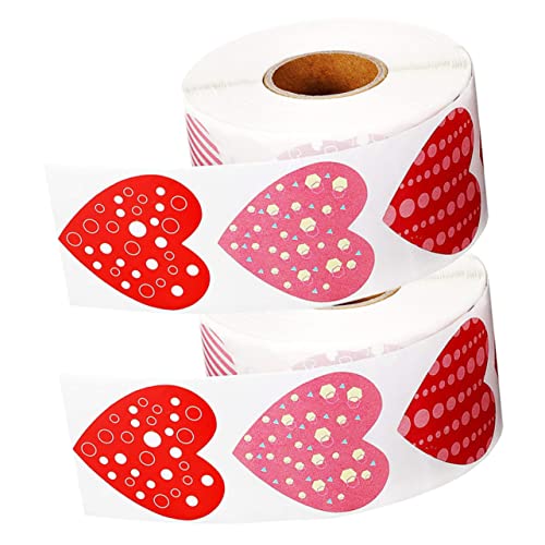 HONMEET 2Rollen Aufkleber Selbstklebende Siegelaufkleber für Hochzeit und Valentinstag Aufkleber pro Rolle Herzmuster für Dekoration von HONMEET