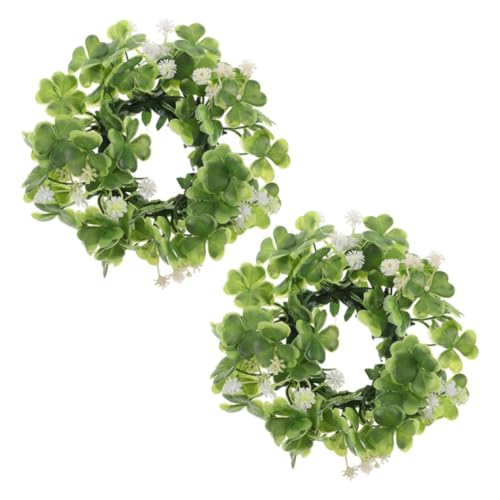 HONMEET 2pcs Mini Shamrock Kerzenringkranz Künstlicher Shamrock -kerzenringe Für Kerzenhalter St. Patrick's Day Centerstück Tischdekoration von HONMEET