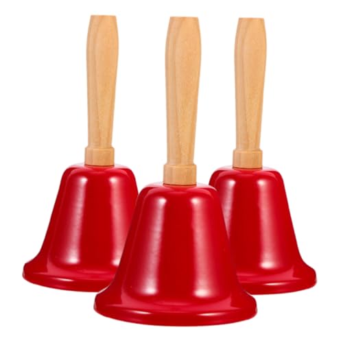 HONMEET 3 Stück Handglocken aus Metall mit Holzgriff Lauter Klingelton Vielseitig als Klassenraum- Service Signalglocke für Lehrer Senioren und Haustiertraining Rot Lackiert HONMEET 3 Stück Handglocken aus Metall mit Holzgriff Lauter Klingelton Vielseitig als Klassenraum- Service Signalglocke für Lehrer Senioren und Haustiertraining Rot Lackiert von HONMEET
