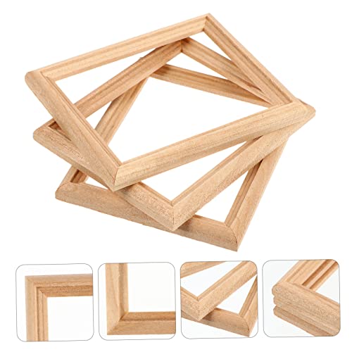 HONMEET 3 Stück Miniatur Puppenhaus aus Holz Kleine Bilderrahmen und Dekorative Ornamente Geruchsneutral Sicher und Langlebig für DIY und Mikro Landschaftsbau von HONMEET