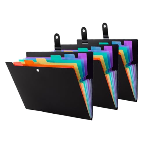 HONMEET 3 Stück Teiliges Expanding Folder Bunte Fächermappe mit Mehreren Taschen Flexibler Dokumentenorganizer für Büro Studium und Zuhause zum Sortieren und Aufbewahren von Papieren von HONMEET