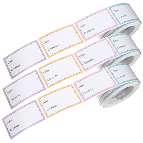 HONMEET 3Rollen Lebensmittelaufbewahrungsetiketten Abziehbare und Wiederverwendbare Kleber für Lebensmittelbehälter Kühlschrank und Gefrierprodukte Vielseitig Einsetzbar Praktische von HONMEET