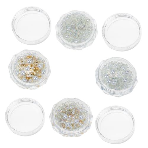 HONMEET 4 Boxen Nail Art Dekorationsperlen Mix frei von Hochglänzende Verschiedene Design für Nägel Handyhüllen Bastelverzierung Eleganter Schmuck für Kreative Nail Art von HONMEET