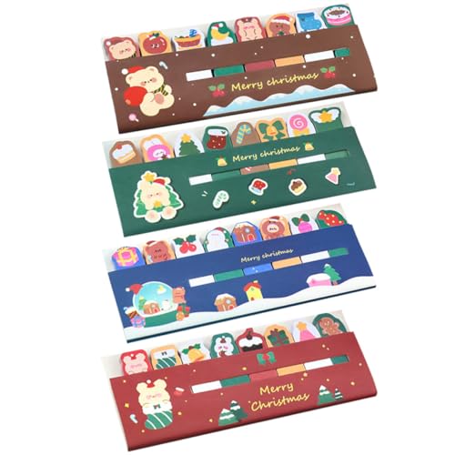 HONMEET 4 Notizbuch Schülerbriefpapier Registerkarten für Cartoon-Seiten Lesezeichen markierungsfahnen Markierungsfähnchen kompakte Buchregisterkarten professionelle Klebefahnen Colorful von HONMEET