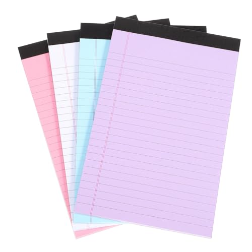 HONMEET 4 Stück Farbenfrohe Liniert Notizblöcke mit Hochwertigem Draft Paper Glattes Schreiben Leicht Vielseitig für Büro Schule Zuhause Geeignet von HONMEET