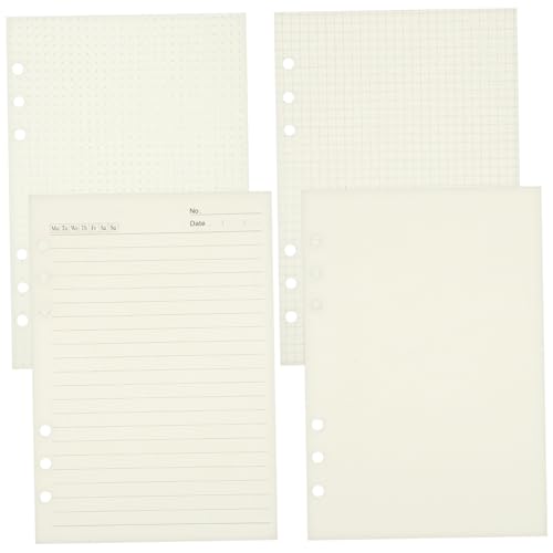 HONMEET 4 Stück Nachfüllpapier Kariert Ringbuch Einlagen Lochung Dickes Papier Doppelseitig Beschreibbar für Planer Notizbuch Büro Schule Alltag von HONMEET