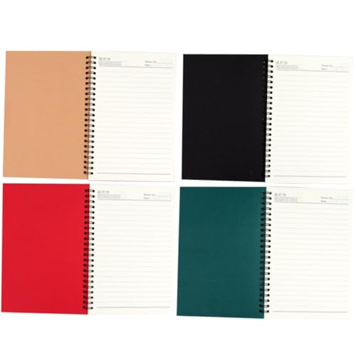 HONMEET 4 Stück Teiliges Notizbuch Spiralbindung Vintage Kraftpapier Zeitmanagement Planer Liniert Praktisches Schreibheft für Büro Schule und Alltag von HONMEET