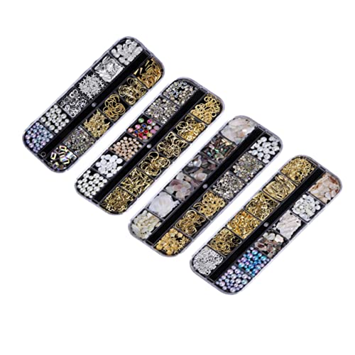 HONMEET 4Sätze Fächer Maniküre Zubehör Perlen und Aufkleber für DIY Nagelkunst für Salongebrauch Verschiedene Designs HONMEET 4Sätze Fächer Maniküre Zubehör Perlen und Aufkleber für DIY Nagelkunst für Salongebrauch Verschiedene Designs von HONMEET