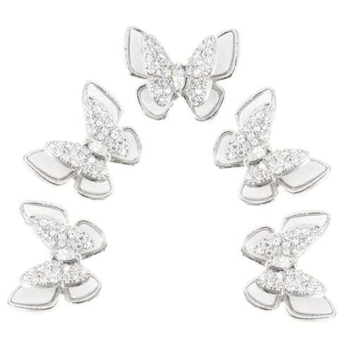 HONMEET 5 Stück Teiliges Doppellagige Schmetterlings nagelstuds Silber DIY Fingernagel Dekoration Nail Art Charms für Frauen Natürliche und Künstliche Nägel Kreative Nagelgestaltung von HONMEET