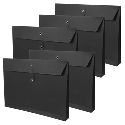HONMEET 5 Stück Umweltfreundliche Dokumententaschen aus Stabilem Kraftpapier Praktische Aktenhüllen mit Wickelschnurverschluss Große Kapazität als Ordner für Büro und Schule Vielseitiger von HONMEET