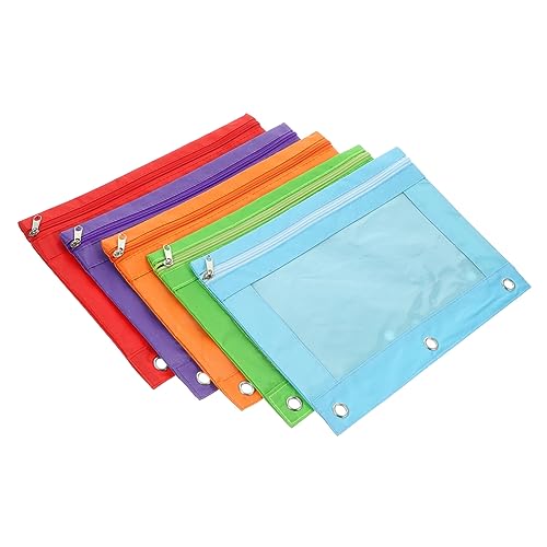 HONMEET 5Stücke Oxford Binder Bleistiftbeutel Reißfest und Schmutzabweisend für Studium Große Kapazität Vielseitig Einsetzbar Neon von HONMEET