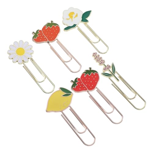 HONMEET 6 Stück Dekorative Büroklammern mit Obst und Blumenthema Praktische Heftmittel für Notizen und Dokumente von HONMEET