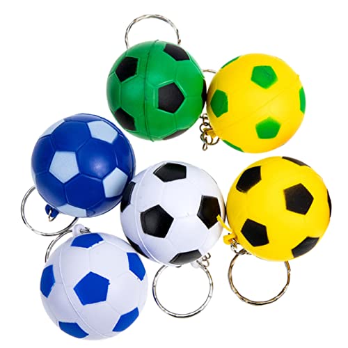 HONMEET 6Stücke Fußball Schlüsselanhänger Lustige Schlüsselringe für Fußball Themenpartys Geburtstagsgeschenke und Rucksackanhänger für Jungs Zufälligen Farben von HONMEET
