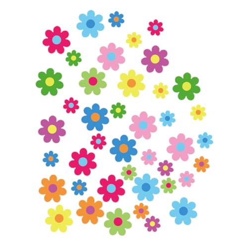 HONMEET Frühlings Pinnwand Dekoration Blumen Ausschnitte Farbige Blumenformen mit Klebepunkten für Klassenzimmer Büro DIY Bastelprojekte Frühling Sommer von HONMEET