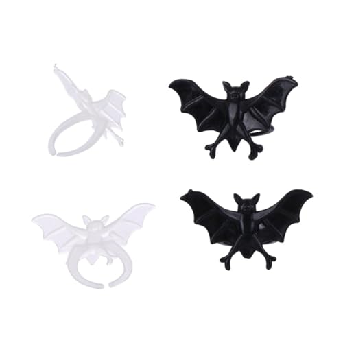 HONMEET Halloween Fledermaus Ringe aus Kunststoff Leuchtende Offene Dekorative Partydeko für Innen und Außen Lustige Halloween Deko mit Fluoreszierendem Glanz Zufällige von HONMEET