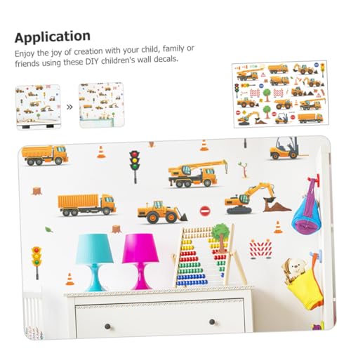 HONMEET Kinderzimmer Wandsticker PVC Verkehrsampel und Bagger Motiv Dekorative Wanddeko Ablösbar Kinderfreundlich Einfache Anwendung Fördert Fahrzeugerkennung von HONMEET