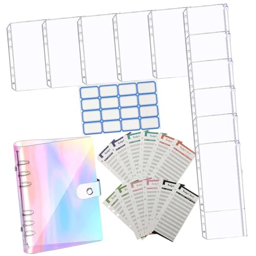 HONMEET PVC Transparenter Budget Planer mit Zip Beuteln Farbigen Haushaltsbuch Blättern und Selbstklebenden Etiketten Flexibler Ringordner für Cash Budget Binder Sparmappe und HONMEET PVC Transparenter Budget Planer mit Zip Beuteln Farbigen Haushaltsbuch Blättern und Selbstklebenden Etiketten Flexibler Ringordner für Cash Budget Binder Sparmappe und von HONMEET