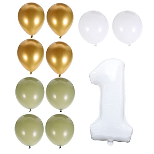 1 Satz Zahlenballon Alles zum Geburtstag Dekorationen Jubiläum weiße Luftballons grüne Luftballons Geburtstagsballons 1 Jahr alt Geburtstagsfeier Latexballons von HONMEET