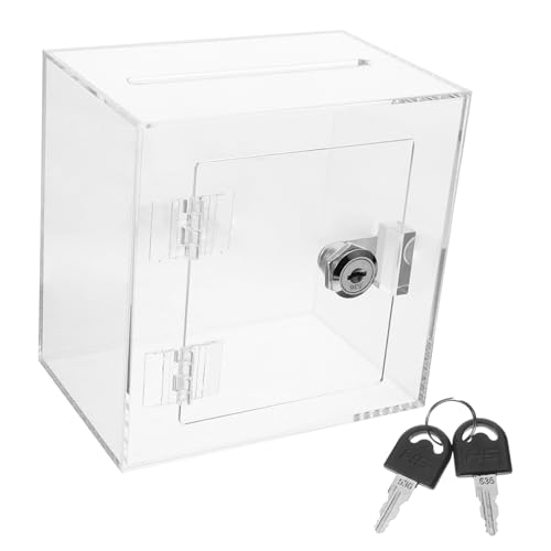 HONMEET Transparente Spendenbox mit Schloss Wahlurne Vorschlagsbox aus Acryl Sichere Aufbewahrung für Wichtige Unterlagen für Einrichtungen und Veranstaltungen HONMEET Transparente Spendenbox mit Schloss Wahlurne Vorschlagsbox aus Acryl Sichere Aufbewahrung für Wichtige Unterlagen für Einrichtungen und Veranstaltungen von HONMEET