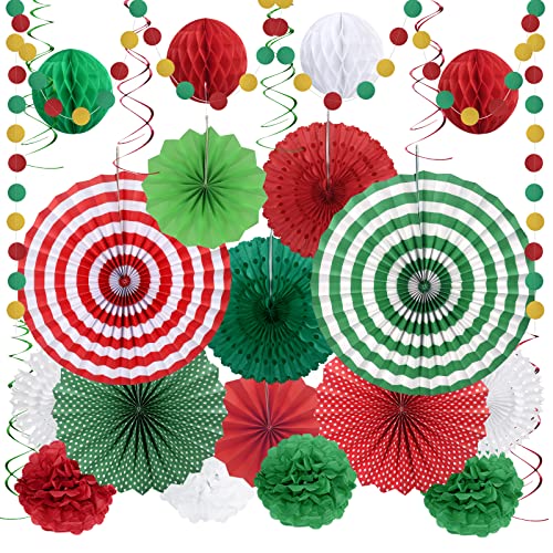 HONMOK 27 Stück Weihnachten Party Dekorationen Rot Grün Papierfächer Papier Wabenbälle Punkt Girlande Weihnachtsdeko Spirale für Weihnachtsfeier Xmas Deko Neujahr Silvester Party HONMOK 27 Stück Weihnachten Party Dekorationen Rot Grün Papierfächer Papier Wabenbälle Punkt Girlande Weihnachtsdeko Spirale für Weihnachtsfeier Xmas Deko Neujahr Silvester Party von HONMOK