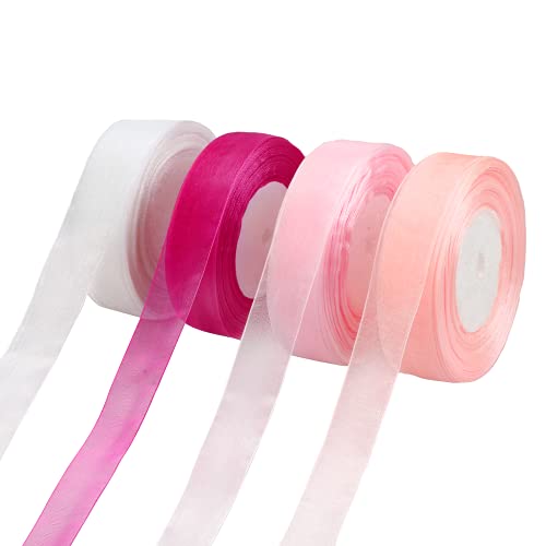 HONMOK 4 Rollen Transparentes Chiffonband Organzaband Geschenkband Organza Satinband dekorative Bänder zum Verpacken für Valentinstagsgeschennk Hochzeit Geburtstag Blumenstrauß 45mx22mm HONMOK 4 Rollen Transparentes Chiffonband Organzaband Geschenkband Organza Satinband dekorative Bänder zum Verpacken für Valentinstagsgeschennk Hochzeit Geburtstag Blumenstrauß 45mx22mm von HONMOK