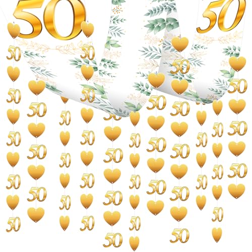 HONMOK 50. Goldene Hochzeit Deko 50 Hochzeitstag Hängende Banner 270x30cm 50 Goldene Hochzeitsbanner Girlande Goldhochzeit Dekoration für 50 Jubiläum Jahrestag Goldene Hochzeitsdeko HONMOK 50. Goldene Hochzeit Deko 50 Hochzeitstag Hängende Banner 270x30cm 50 Goldene Hochzeitsbanner Girlande Goldhochzeit Dekoration für 50 Jubiläum Jahrestag Goldene Hochzeitsdeko von HONMOK
