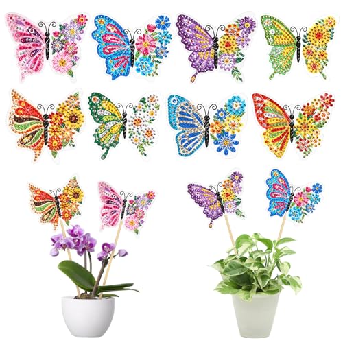 HONMOK 8pcs Schmetterling Diamond Painting Set, DIY Diamant Malerei Garten Dekoration, Schmetterling Kunsthandwerk Bastelset, Schmetterling Stakes Diamant Kunst Kits Frühling Gartendeko HONMOK 8pcs Schmetterling Diamond Painting Set, DIY Diamant Malerei Garten Dekoration, Schmetterling Kunsthandwerk Bastelset, Schmetterling Stakes Diamant Kunst Kits Frühling Gartendeko von HONMOK