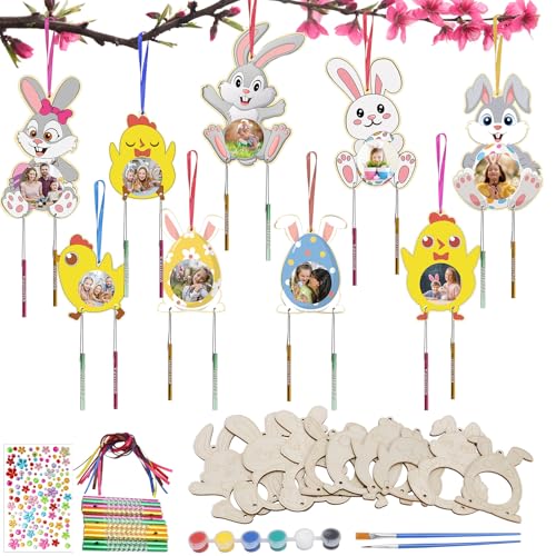 HONMOK 9 Stück Ostern Fotorahmen Windspiel Bastelset Kinder Ostern Basteln Holz Ostereier Osterküken Osterhasen Bilderrahmen zum Basteln und Bemalen DIY Bastelhandwerk für Osterdeko Frühling HONMOK 9 Stück Ostern Fotorahmen Windspiel Bastelset Kinder Ostern Basteln Holz Ostereier Osterküken Osterhasen Bilderrahmen zum Basteln und Bemalen DIY Bastelhandwerk für Osterdeko Frühling von HONMOK