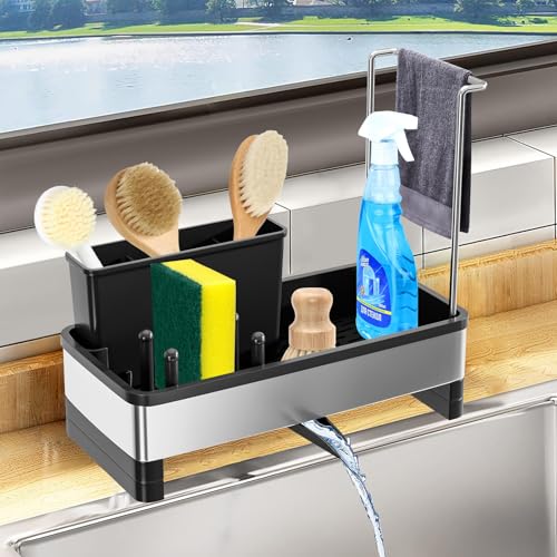 HONPHIER Spülbecken Organizer mit Abflusspfanne Schwammhalter Waschbecken Organizer Mit Abnehmbarer Spüllappenhalter Küche Spüle Organizer für Küchenzubehör Schwamm/Bürste/Spülseife HONPHIER Spülbecken Organizer mit Abflusspfanne Schwammhalter Waschbecken Organizer Mit Abnehmbarer Spüllappenhalter Küche Spüle Organizer für Küchenzubehör Schwamm/Bürste/Spülseife von HONPHIER