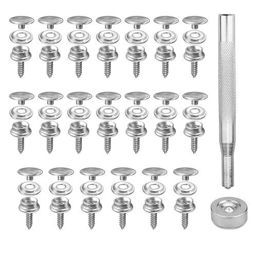 Druckknöpfe zum Schrauben 15mm, 62stk Druckknopf Druckknöpfe Schrauben Set Edelstahl Leinwand Druckknopf Groß Silber Druckknöpfe zum Schrauben 15mm, 62stk Druckknopf Druckknöpfe Schrauben Set Edelstahl Leinwand Druckknopf Groß Silber von HONQX