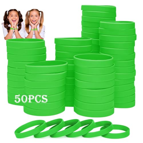 HONTIUS 50 Stück Silikonarmband, 7 Zoll Silikon Armbänder Silikonarmbänder Silicone Wristband Leer Gummiarmbänder für Schule Lehrer Team Party für 8-12 Jahre Grün HONTIUS 50 Stück Silikonarmband, 7 Zoll Silikon Armbänder Silikonarmbänder Silicone Wristband Leer Gummiarmbänder für Schule Lehrer Team Party für 8-12 Jahre Grün von HONTIUS