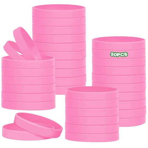 HONTIUS Silikonarmband, 6.3'' 50 Stück Silikon Armbänder Silikonarmbänder 16cm Silicone Wristband Leer Gummiarmbänder für Schule Lehrer Team Party Männer Frauen für 3-7 Jahre Rosa HONTIUS Silikonarmband, 6.3'' 50 Stück Silikon Armbänder Silikonarmbänder 16cm Silicone Wristband Leer Gummiarmbänder für Schule Lehrer Team Party Männer Frauen für 3-7 Jahre Rosa von HONTIUS